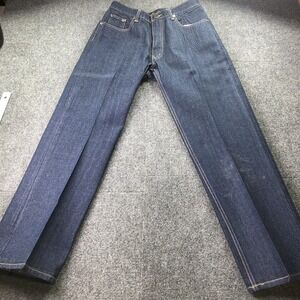 Y2K Vintage Black Lacquer Jeans Baggy Streetwear Wide Leg Blue Denim Men's 34x30